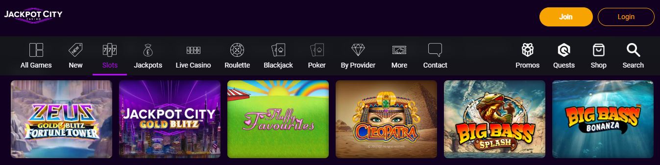 Explore popular slots including Zeus and Big Bass